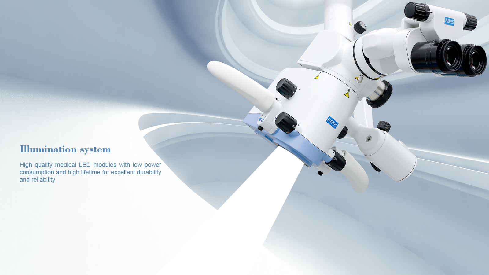 مقابض تحكم مريحة، بقع ضوء قابلة للتعديل، وتكبير مستمر في ميكروسكوب زوماكس