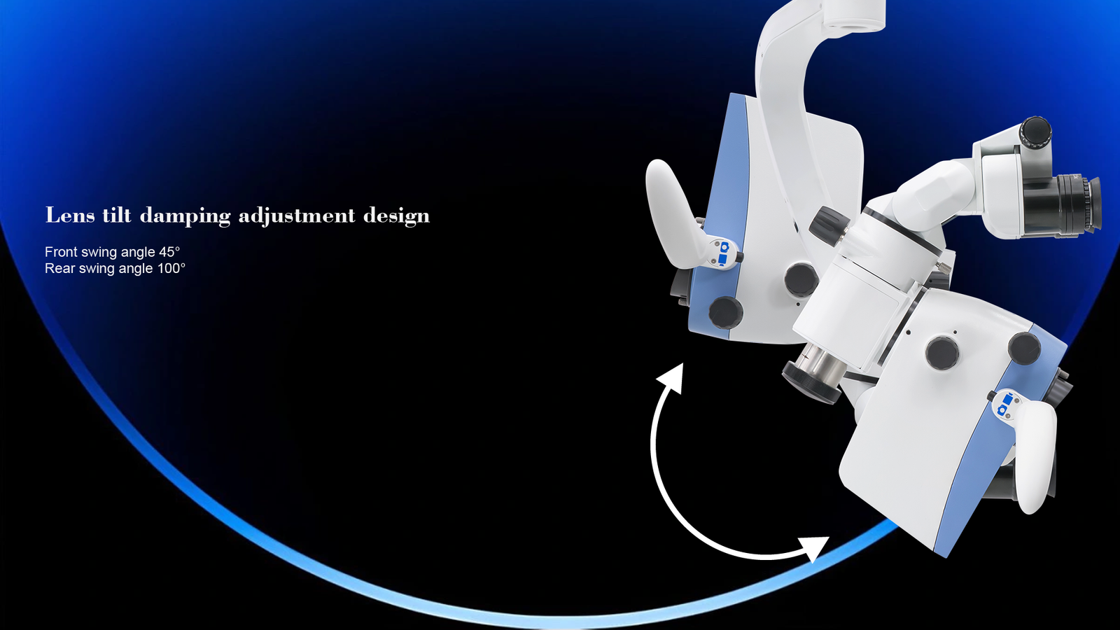نظام الإضاءة، الدوران الأفقي، ومقابض التحكم في ميكروسكوب زوماكس