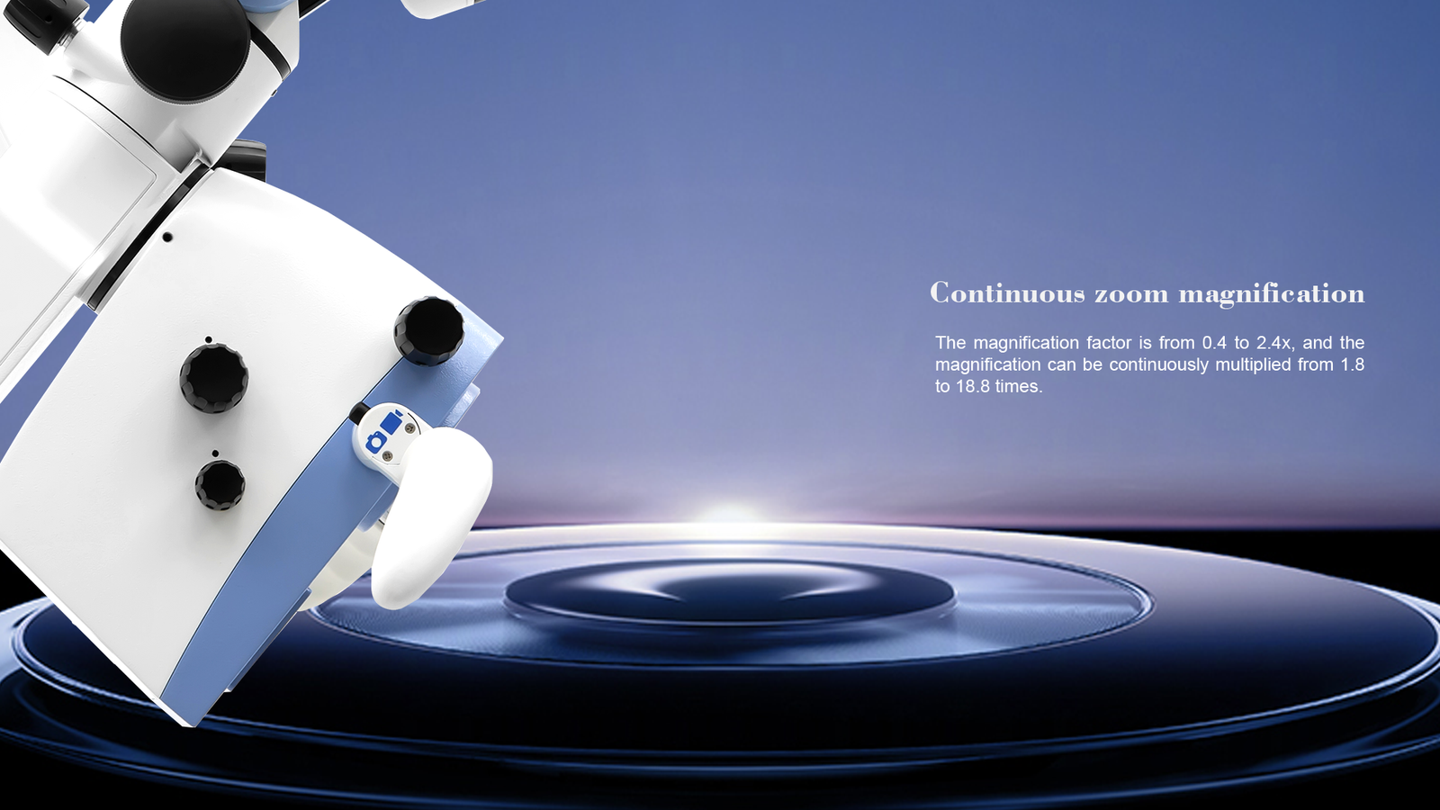 بقع ضوء قابلة للتعديل، فلاتر مدمجة، وتكبير مستمر في ميكروسكوب زوماكس